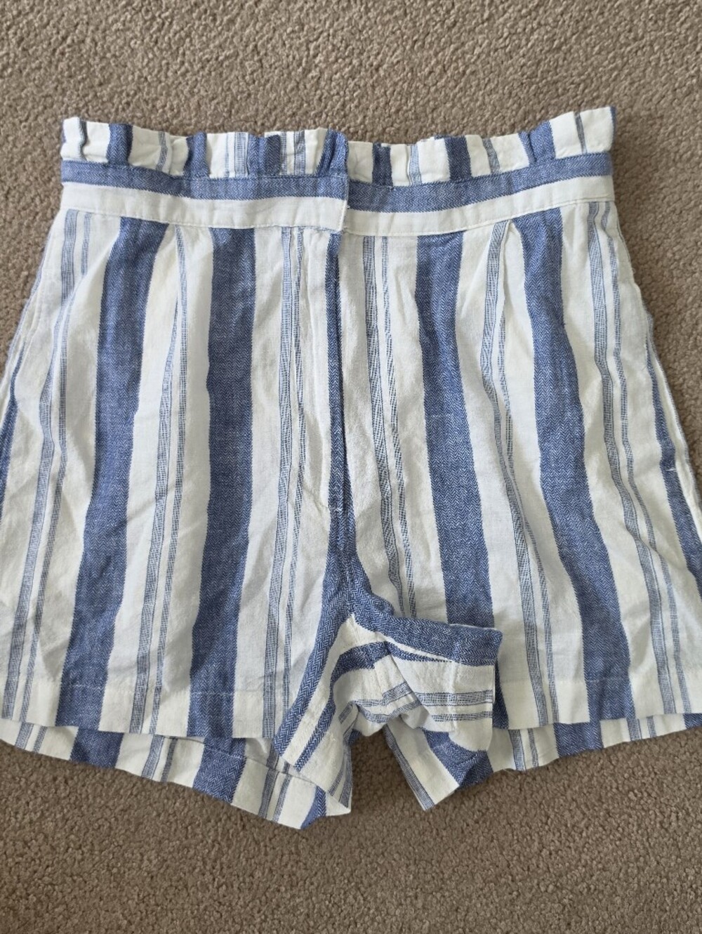 Pull&Bear Blue and White Striped Women's 90s Style Shorts